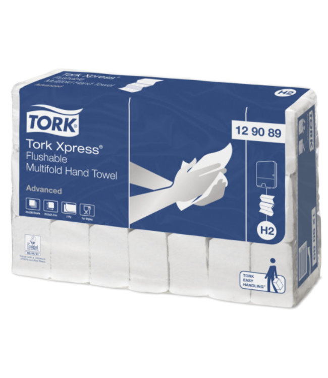 Tork Xpress® Doorspoelbare Multifold Handdoek 2-laags Wit H2 Advanced