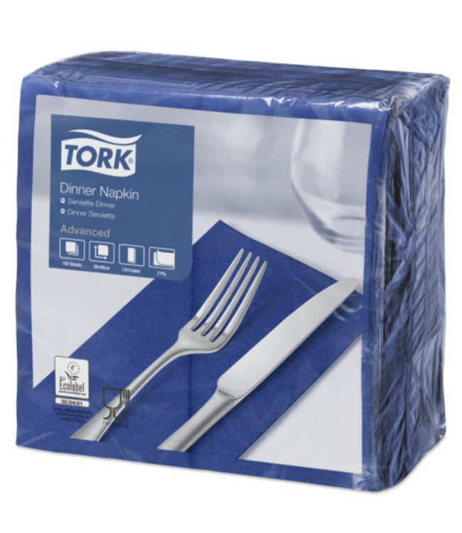 Tork tissue servet 39x39cm 2-laags 1/8-vouw donker blauw 12x150