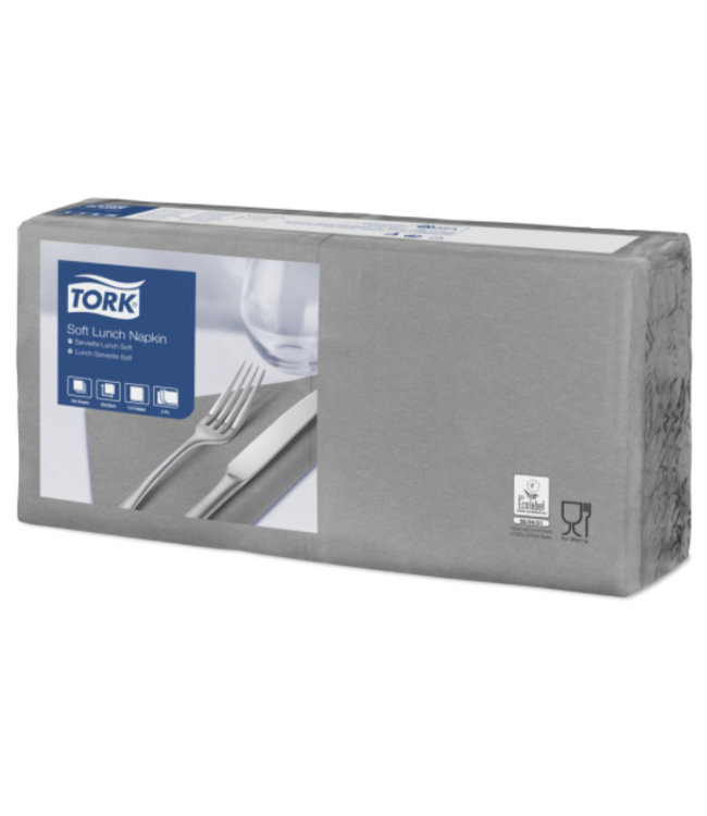 Tork tissue servet 33x33cm 3-laags 1/4-vouw grijs 10x150