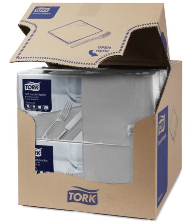 Tork tissue servet 33x33cm 3-laags 1/4-vouw grijs 10x150