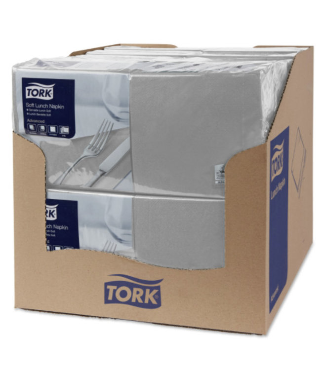 Tork tissue servet 33x33cm 3-laags 1/4-vouw grijs 10x150
