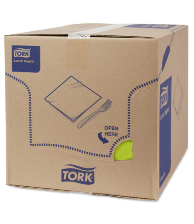 Tork tissue servet 33x33cm 3-laags 1/4-vouw lime 10x150