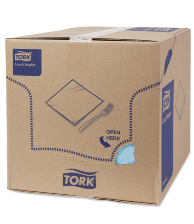 Tork tissue servet 33x33cm 3-laags 1/4-vouw licht blauw 10x150