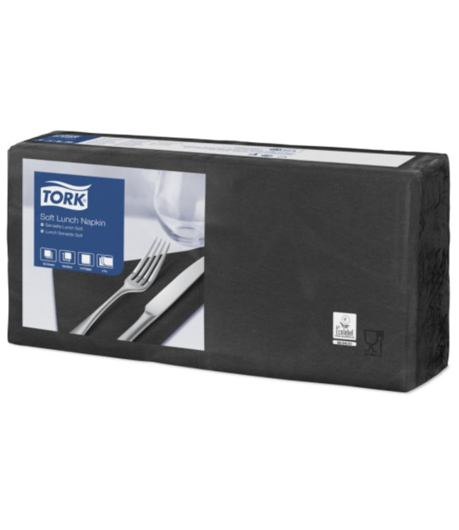 Tork tissue servet 33x33cm 3-laags 1/4-vouw zwart 10x150