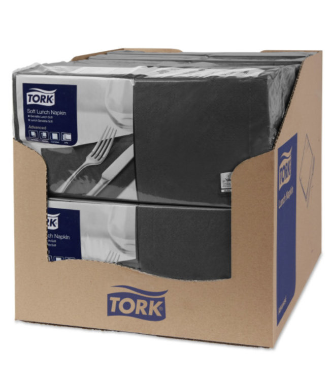 Tork tissue servet 33x33cm 3-laags 1/4-vouw zwart 10x150