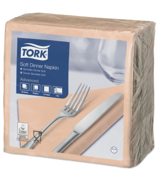 Tork tissue servet 39x39cm 3-laags 1/4-vouw Perzik 12x100