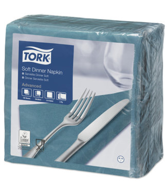 Tork Tork tissue servet 39x39cm 3-laags 1/4-vouw Blauwgroen 12x100