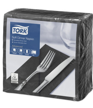 Tork Tork tissue servet 39x39cm 3-laags 1/8-vouw zwart 12x100