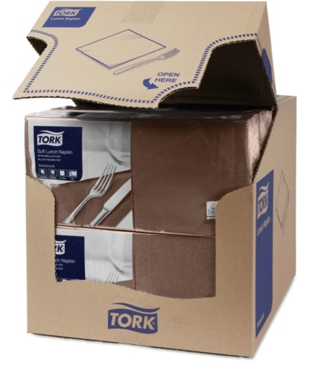 Tork tissue servet 33x33cm 3-laags 1/4-vouw bruin 10x150