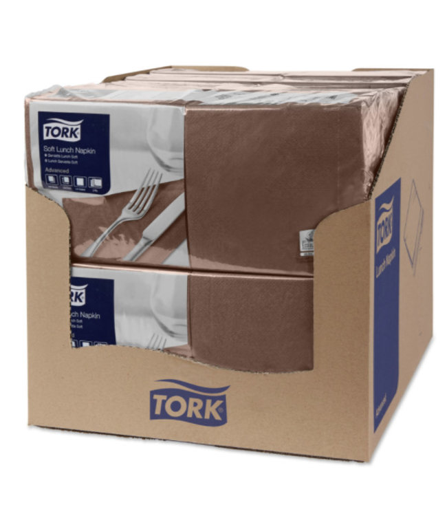 Tork tissue servet 33x33cm 3-laags 1/4-vouw bruin 10x150
