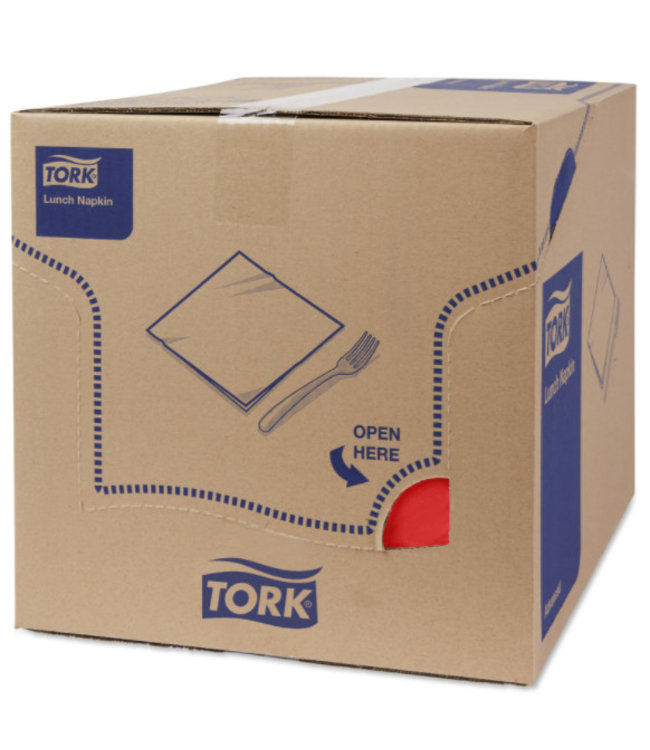 Tork tissue servet 33x33cm 3-laags 1/4-vouw rood 10x150