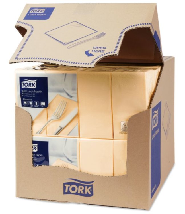 Tork tissue servet 33x33cm 3-laags 1/8-vouw zand 10x150