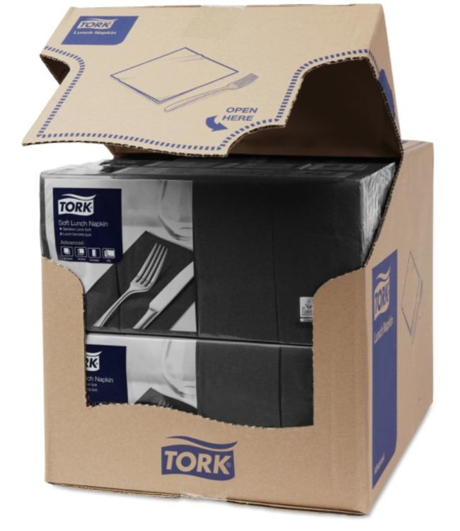 Tork tissue servet 33x33cm 3-laags 1/8-vouw zwart 10x150