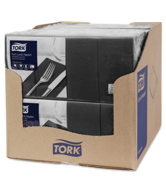 Tork tissue servet 33x33cm 3-laags 1/8-vouw zwart 10x150