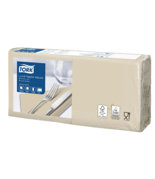 Tork Lunchservet 33x33cm 2-laags 1/4 vouw 10x200 Naturel