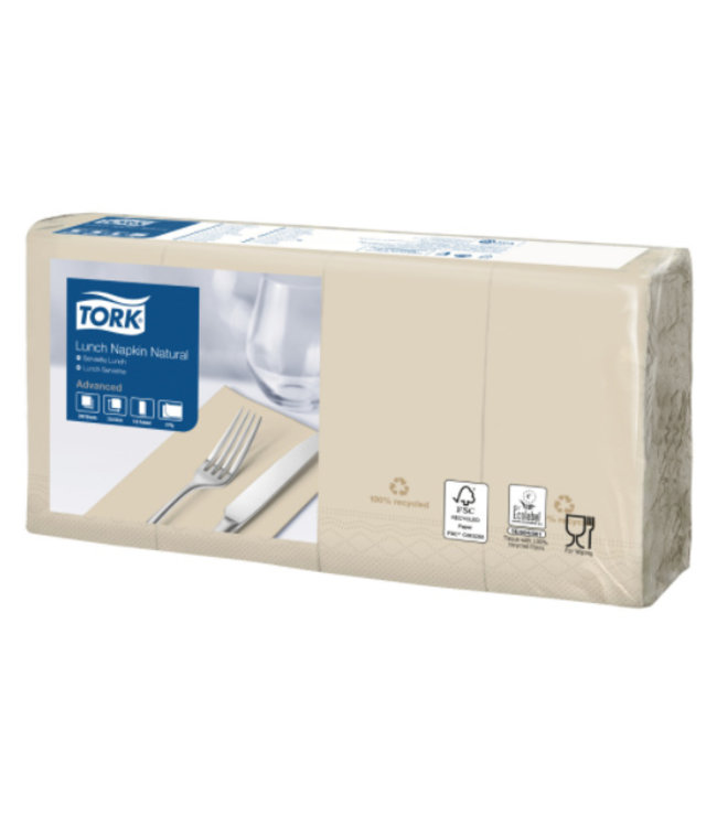 Tork Lunchservet 33x33cm 2-laags 1/8 vouw 10x200 Naturel
