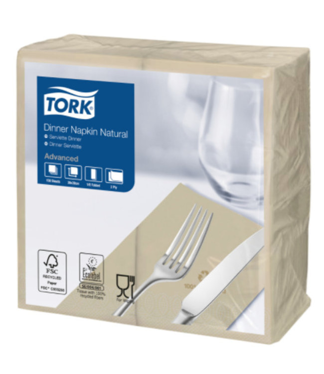 Tork Dinnerservet 39x39cm 2-laags 1/8 vouw 12x150 Naturel