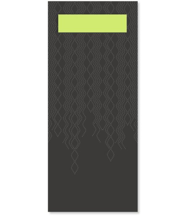 Tork bestekzakje zwart met 2-laags servet lime 5x100