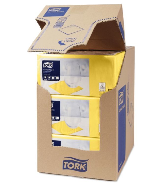 Tork tissue servet 23x23cm 2-laags 1/4-vouw Geel 10x300