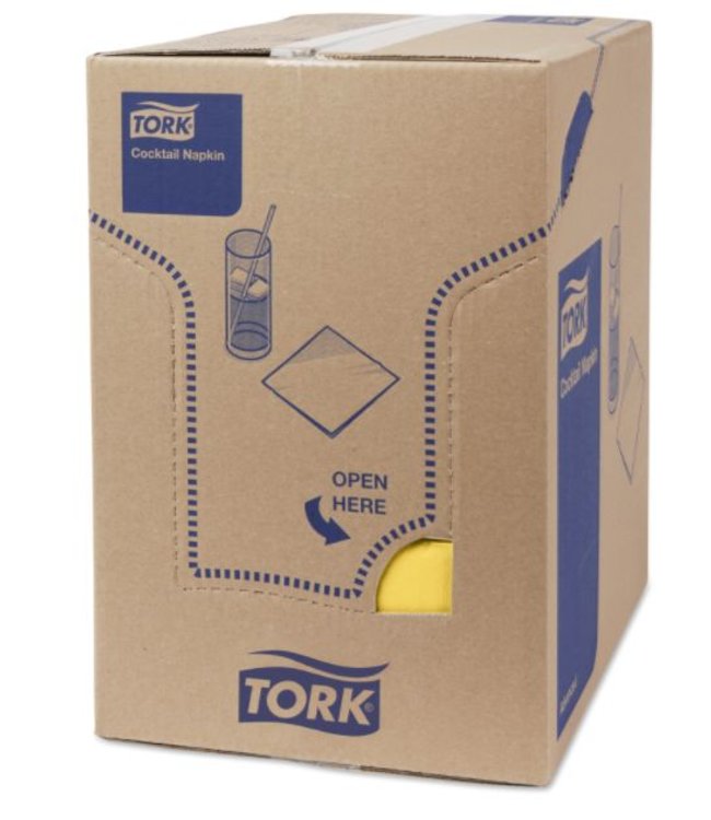 Tork tissue servet 23x23cm 2-laags 1/4-vouw Geel 10x300