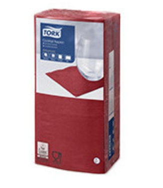 Tork Tork tissue servet 23x23cm 2-laags 1/4-vouw Bordeaux rood 10x300
