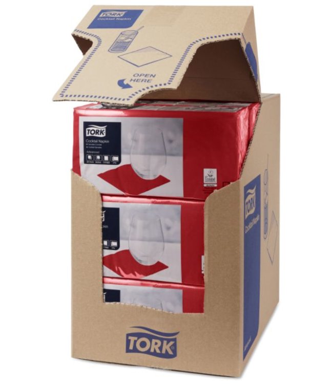 Tork tissue servet 23x23cm 2-laags 1/4-vouw Bordeaux rood 10x300