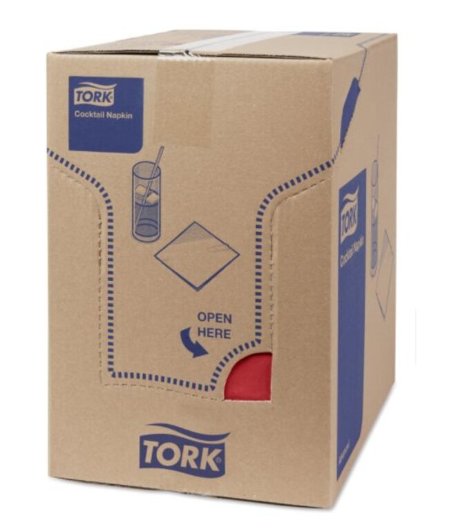 Tork tissue servet 23x23cm 2-laags 1/4-vouw Bordeaux rood 10x300