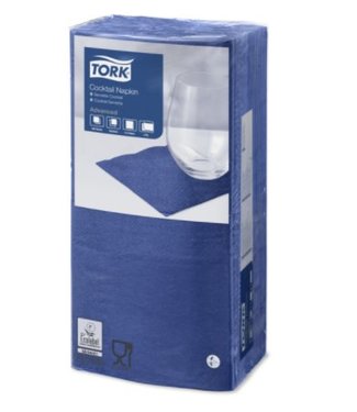 Tork Tork tissue servet 23x23cm 2-laags 1/4-vouw donkerblauw 10x300