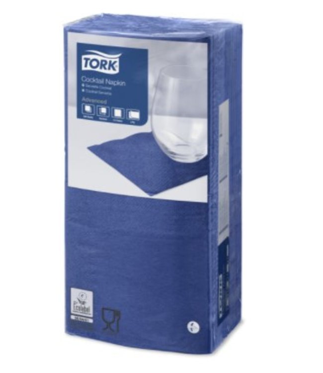 Tork tissue servet 23x23cm 2-laags 1/4-vouw donkerblauw 10x300