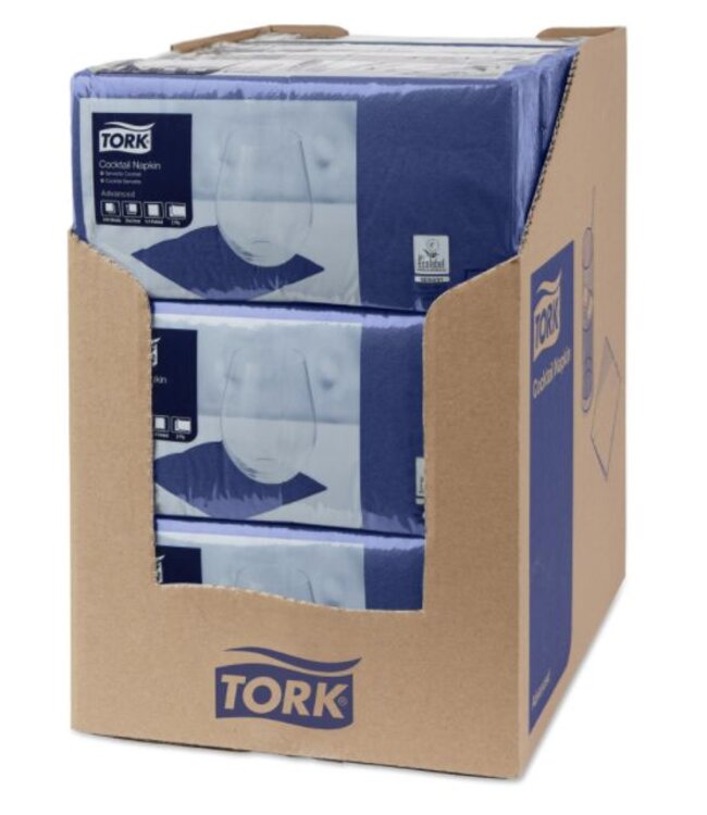 Tork tissue servet 23x23cm 2-laags 1/4-vouw donkerblauw 10x300
