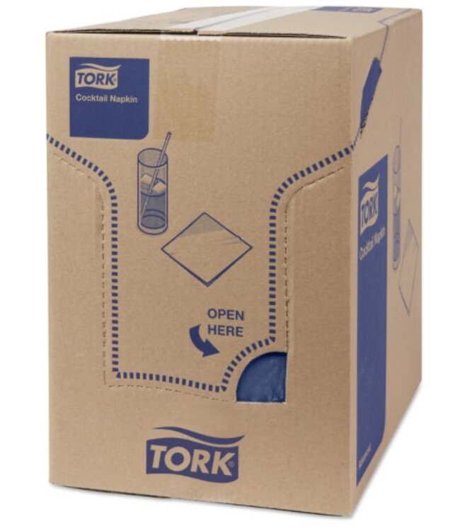 Tork tissue servet 23x23cm 2-laags 1/4-vouw donkerblauw 10x300