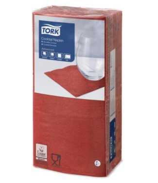 Tork Tork tissue servet 23x23cm 2-laags 1/4-vouw rood 10x300