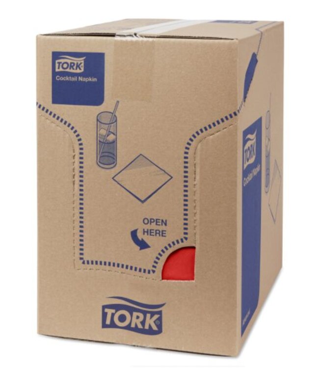 Tork tissue servet 23x23cm 2-laags 1/4-vouw rood 10x300