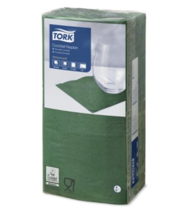 Tork tissue servet 23x23cm 2-laags 1/4-vouw donkergroen 10x300