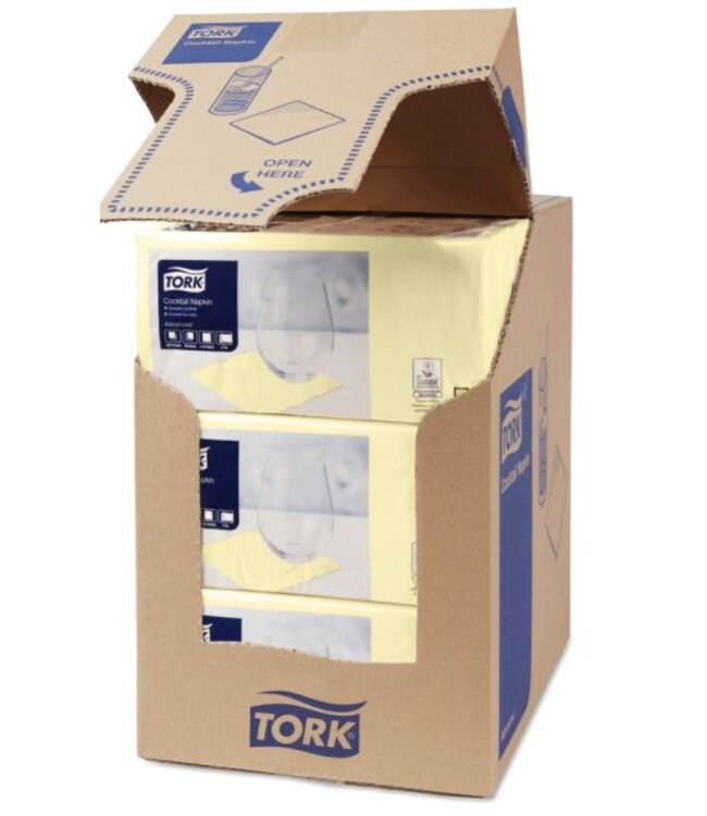 Tork tissue servet 23x23cm 2-laags 1/4-vouw Champagne 10x300