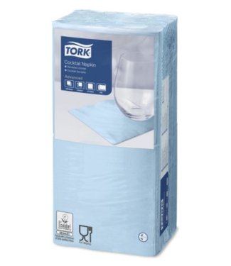 Tork Tork tissue servet 23x23cm 2-laags 1/4-vouw  lichtblauw 10x300