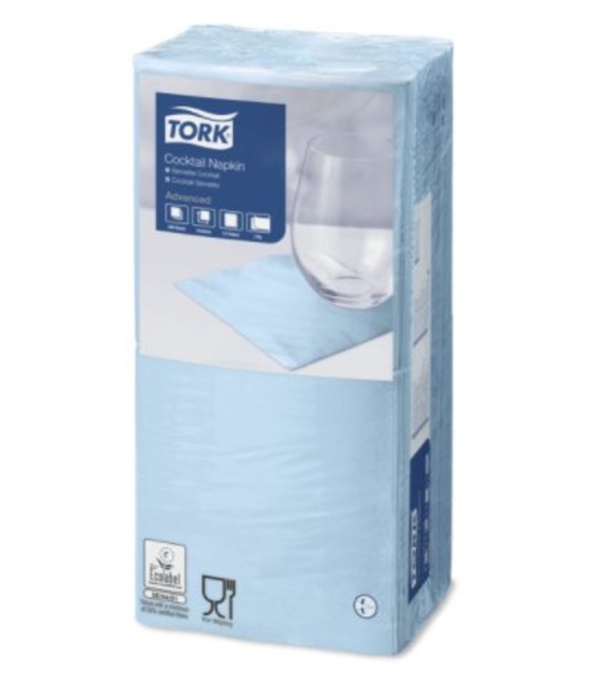Tork tissue servet 23x23cm 2-laags 1/4-vouw  lichtblauw 10x300