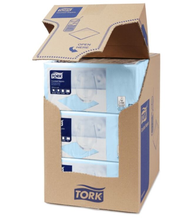 Tork tissue servet 23x23cm 2-laags 1/4-vouw  lichtblauw 10x300