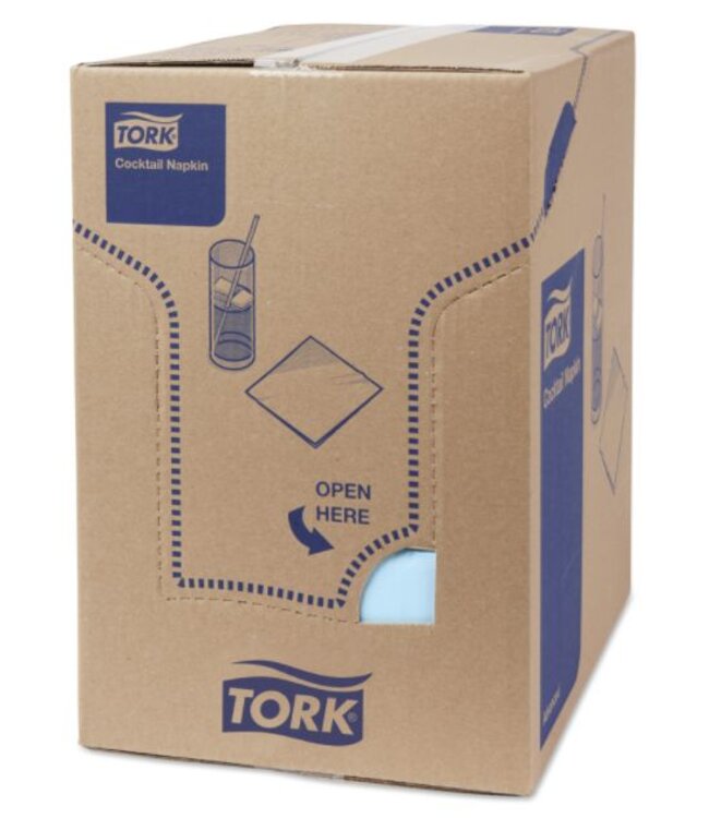 Tork tissue servet 23x23cm 2-laags 1/4-vouw  lichtblauw 10x300