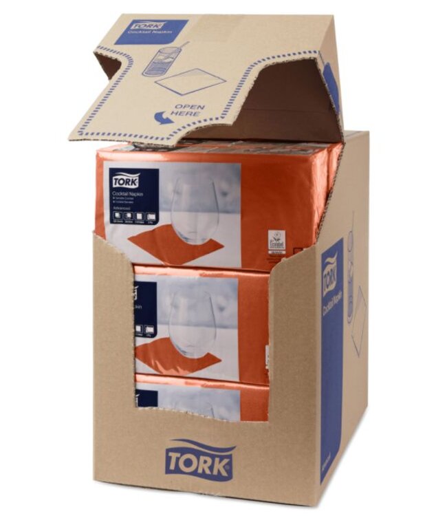 Tork tissue servet 23x23cm 2-laags 1/4-vouw terracotta 10x300