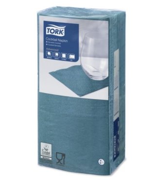 Tork Tork tissue servet 23x23cm 2-laags 1/4-vouw blauwgroen 10x300