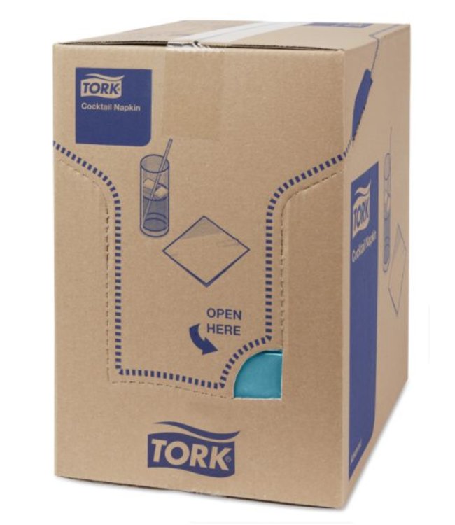 Tork tissue servet 23x23cm 2-laags 1/4-vouw blauwgroen 10x300