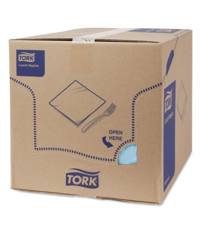 Tork tissue servet 33x33cm 2-laags 1/4-vouw lichtblauw 10x200