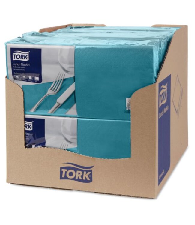 Tork tissue servet 33x33cm 2-laags 1/4-vouw blauwgroen 10x200