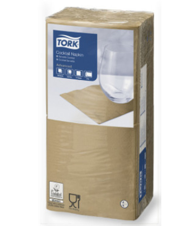 Tork Cocktailservet 24x24cm 2-laags 1/4-vouw 12x200 biscuit