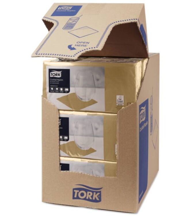 Tork Cocktailservet 24x24cm 2-laags 1/4-vouw 12x200 biscuit