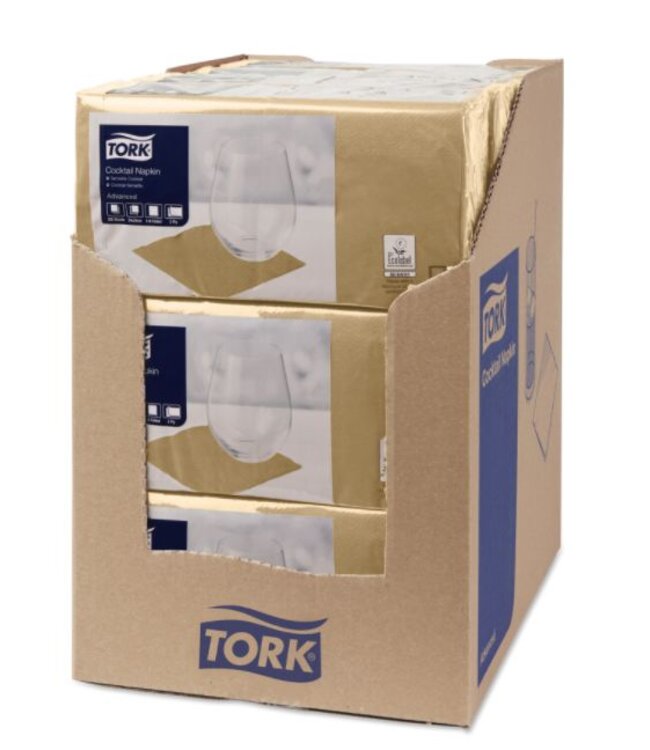 Tork Cocktailservet 24x24cm 2-laags 1/4-vouw 12x200 biscuit