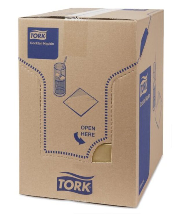 Tork Cocktailservet 24x24cm 2-laags 1/4-vouw 12x200 biscuit