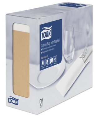 Tork Tork bestekzakje met 2-laags servet wit 5x100 naturel