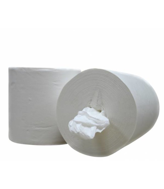 Poetsrollen Midi, kokerloos, 6x 300M, 1-laags, cellulose, wit, geperforeerd